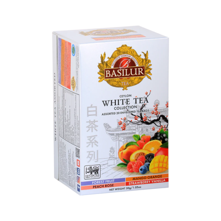 Basilur White Tea Collection Assorted – 4 Flavors – 20 × 1.5 g
