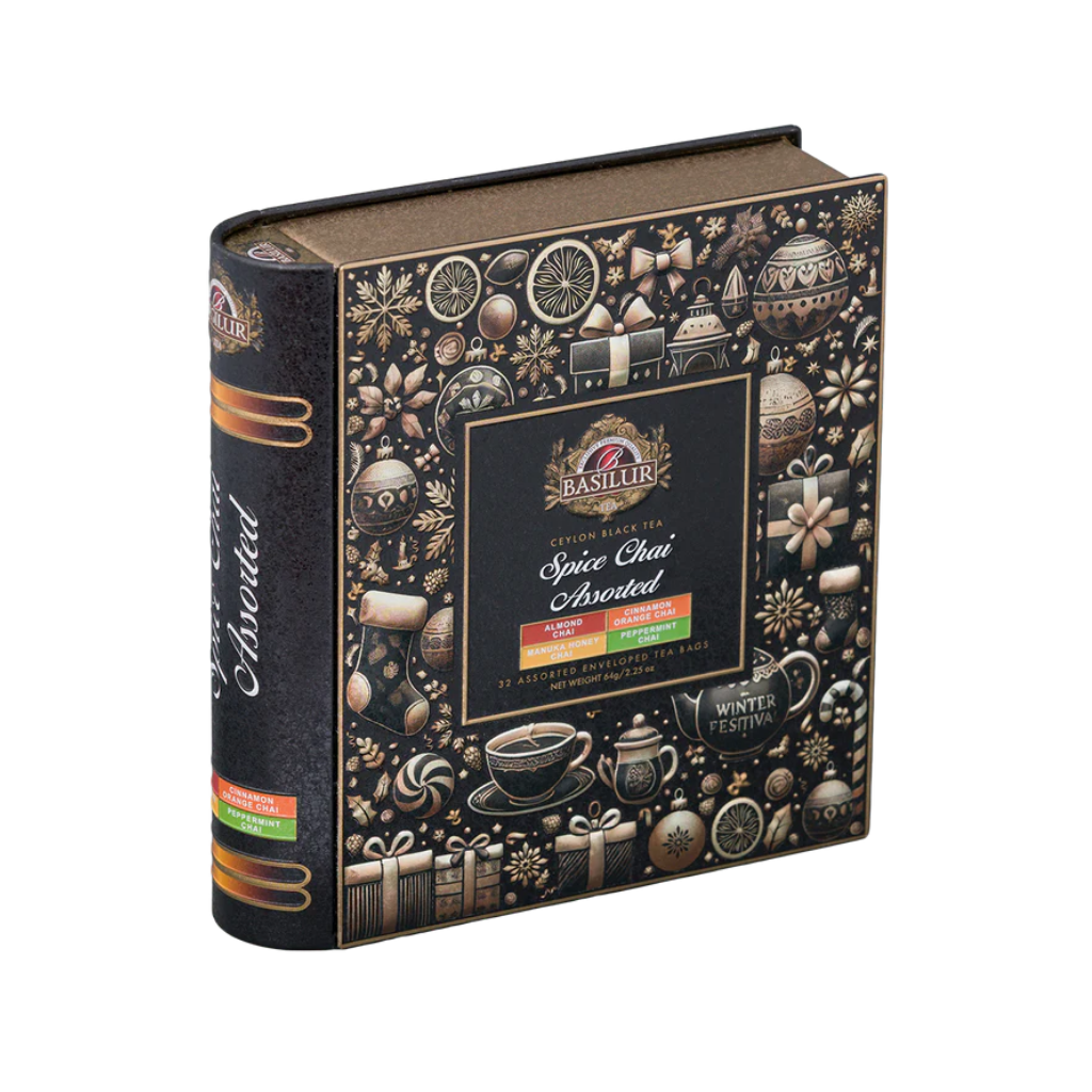 Basilur Christmas Collection – Spice Chai Assorted in a Metal Tin – 32 Tea Bags