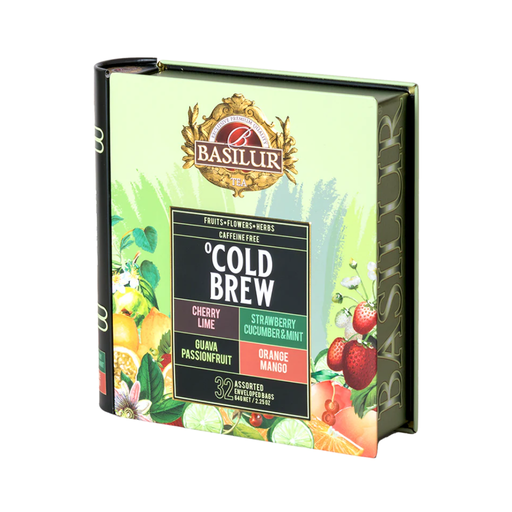 Basilur Cold Brew Collection Assorted – 4 Flavors in a Metal Tin – 32 Tea Bags